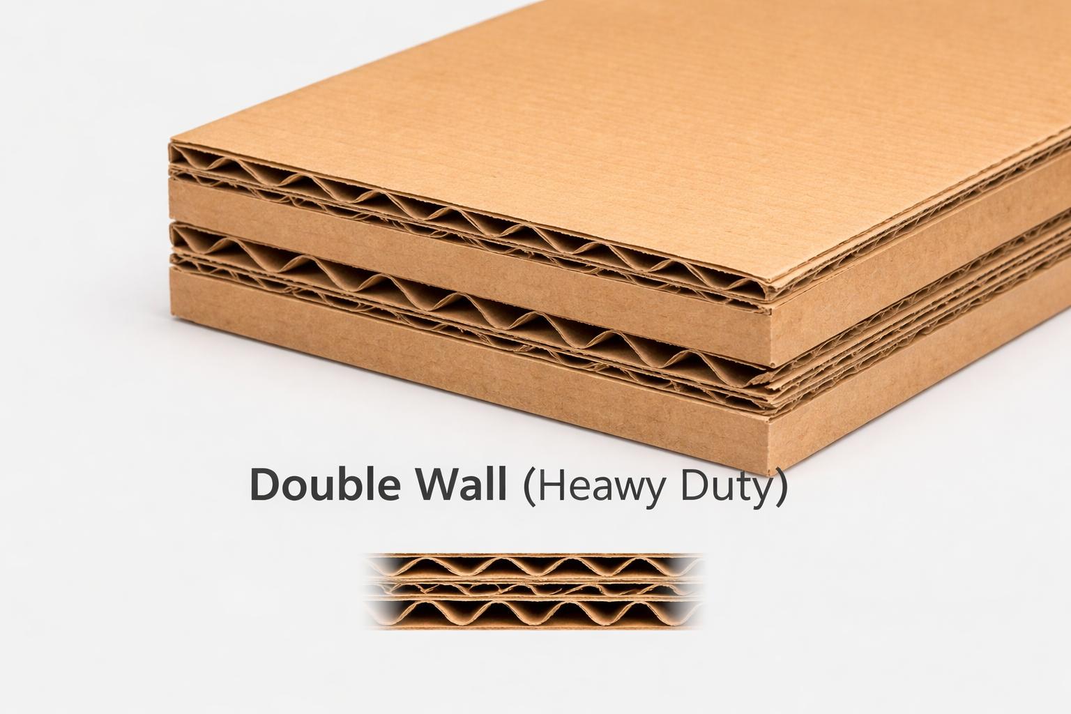 Profile of heavy duty double wall corrugated board