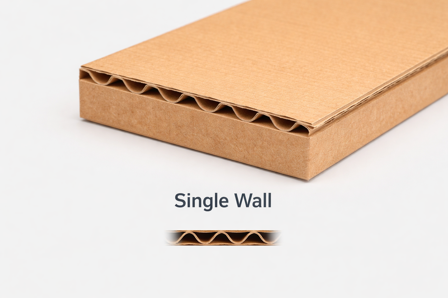 Profile of a single wall corrugated box showing the inner flute